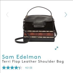 Sam Edelman Terri flap black leather snakeskin detail hand bag/purse